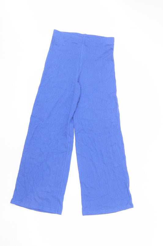 Marks and Spencer Girls Blue Cotton Cropped Trousers Size 10-11 Years L24 in Regular Pullover