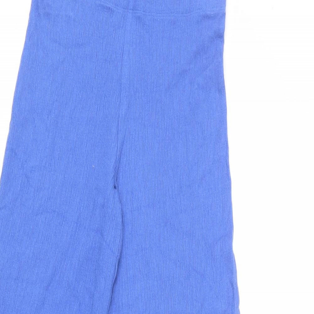 Marks and Spencer Girls Blue Cotton Cropped Trousers Size 10-11 Years L24 in Regular Pullover