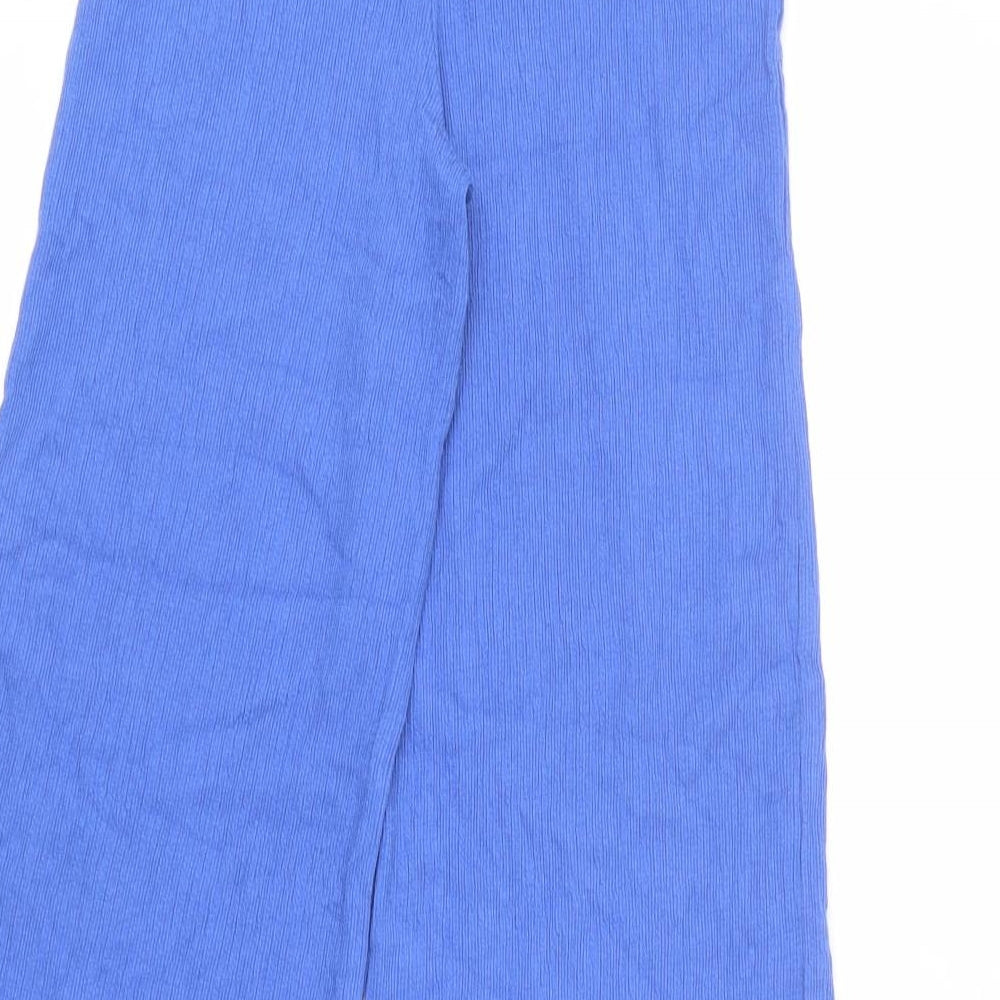 Marks and Spencer Girls Blue Cotton Cropped Trousers Size 10-11 Years L24 in Regular Pullover