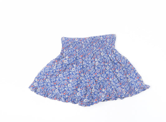 Marks and Spencer Girls Blue Floral Vinyl Paperbag Shorts Size 3-4 Years L3 in Regular