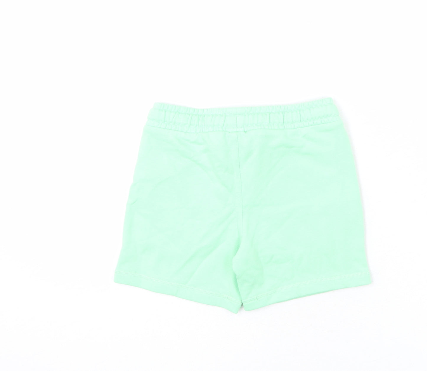 Marks and Spencer Boys Green Cotton Sweat Shorts Size 4-5 Years Regular Drawstring