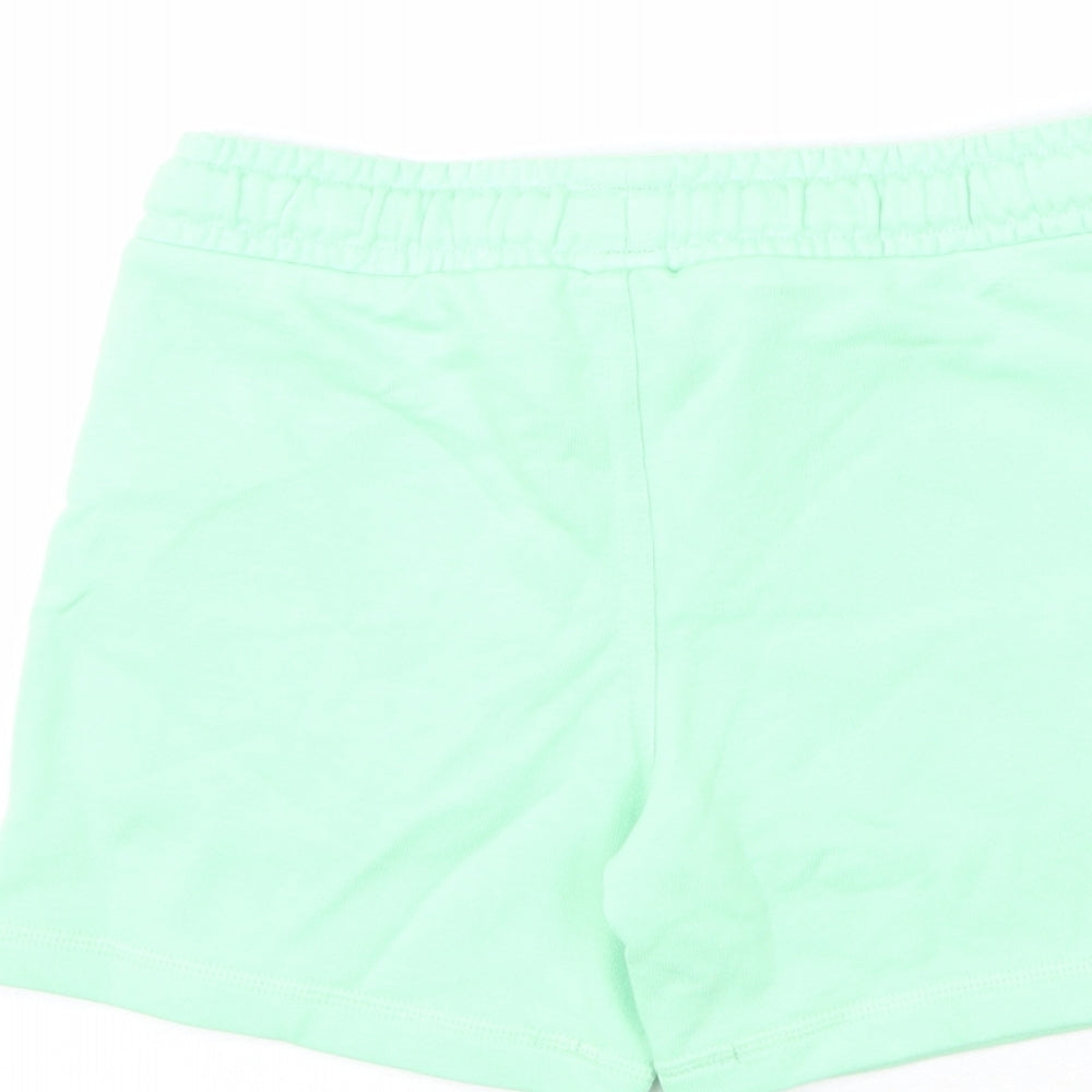 Marks and Spencer Boys Green Cotton Sweat Shorts Size 4-5 Years Regular Drawstring