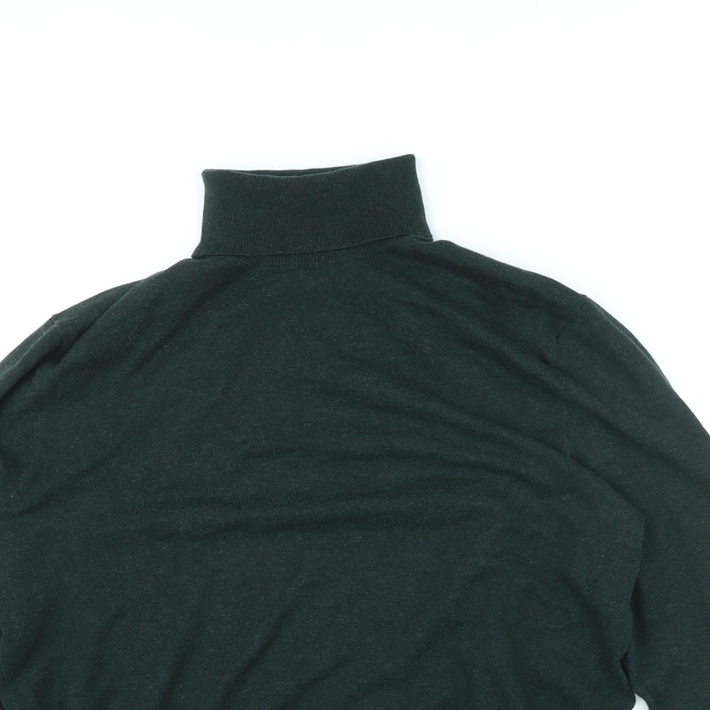 Burton Mens Green Roll Neck Cotton Pullover Jumper Size M Long Sleeve