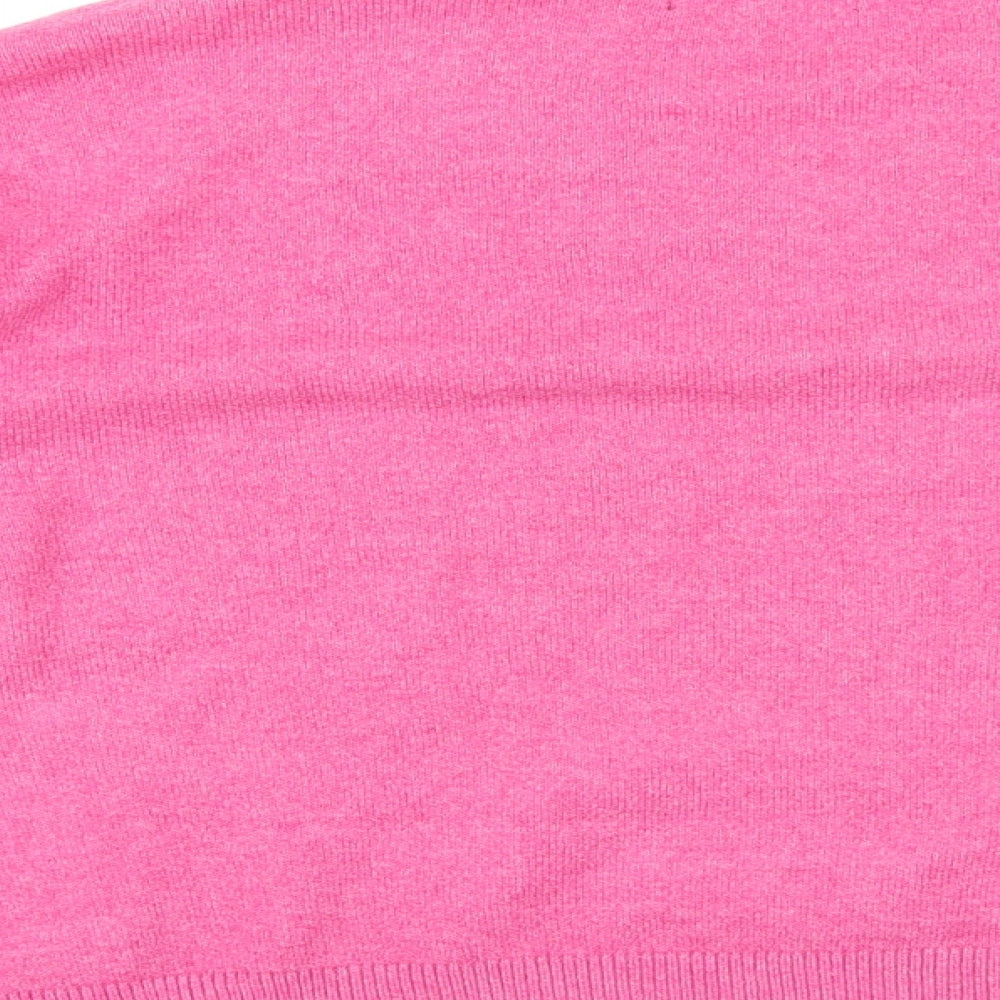 Marks and Spencer Womens Pink V-Neck Polyester Pullover Jumper Size L