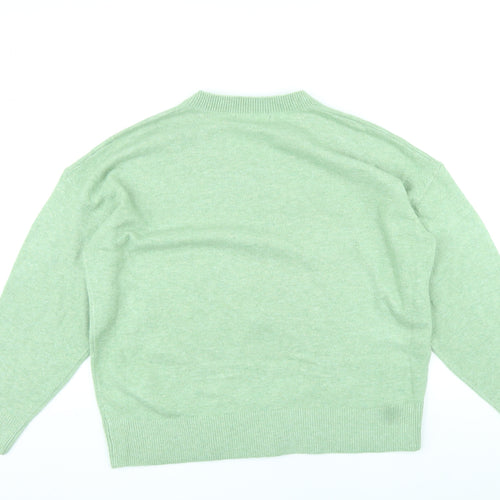 Marks and Spencer Womens Green V-Neck Polyester Pullover Jumper Size L