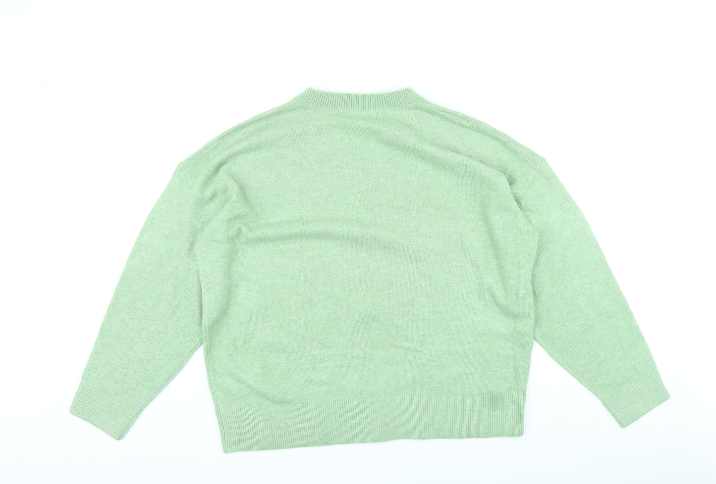 Marks and Spencer Womens Green V-Neck Polyester Pullover Jumper Size L