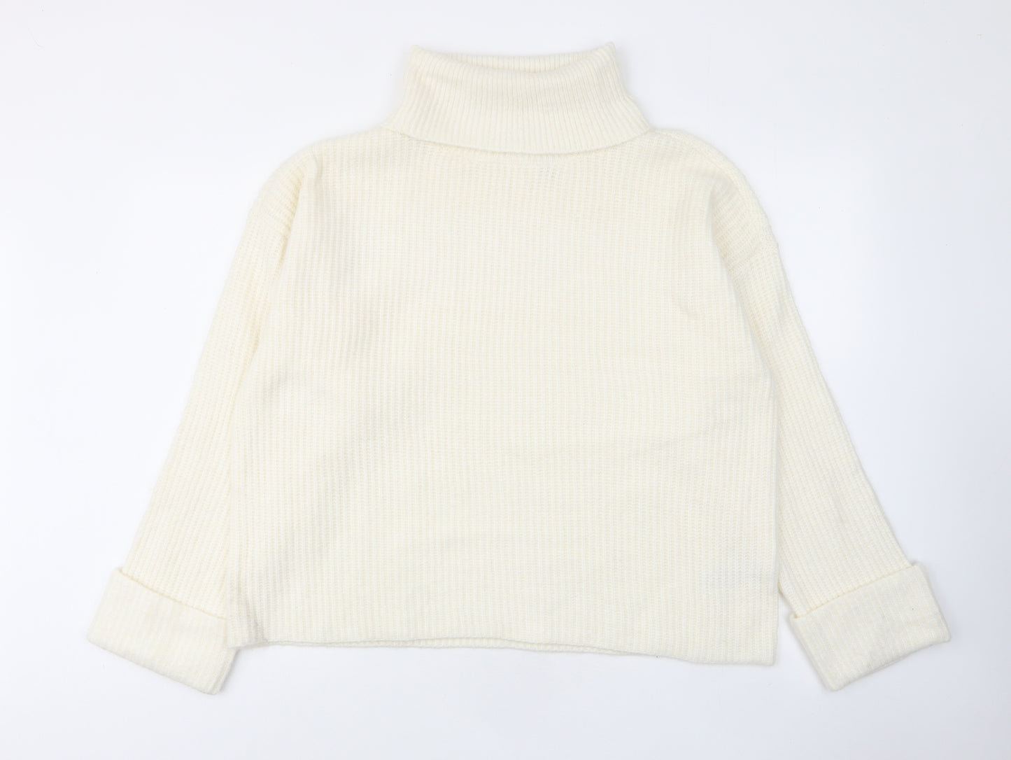 Marks and Spencer Womens Ivory Roll Neck Polyamide Pullover Jumper Size L