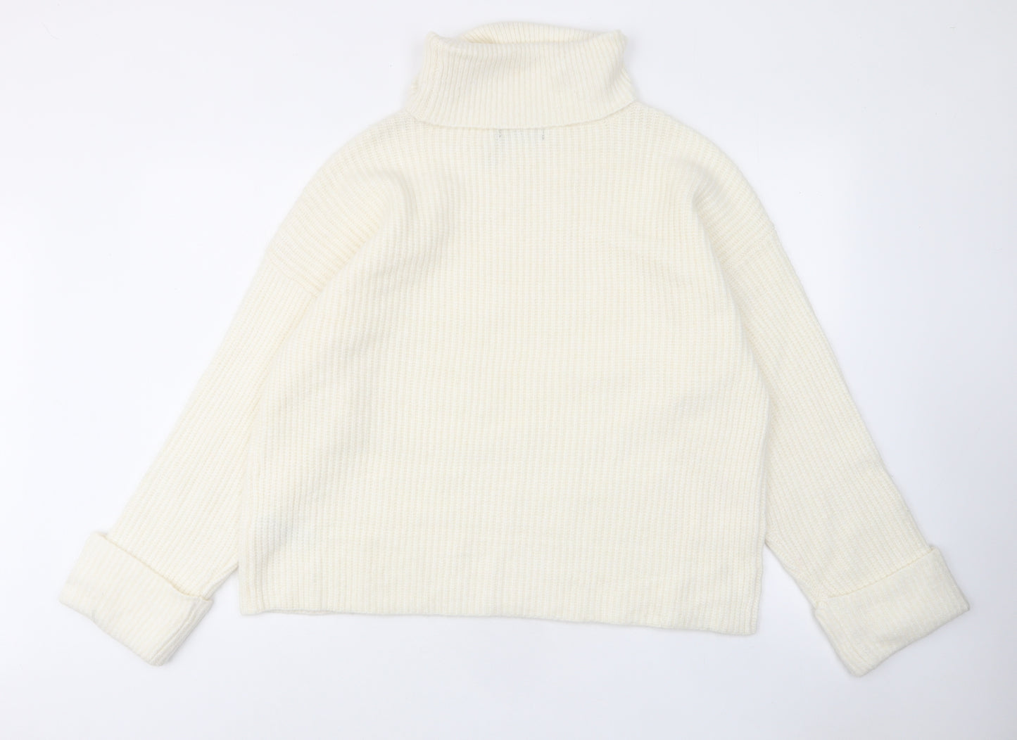 Marks and Spencer Womens Ivory Roll Neck Polyamide Pullover Jumper Size L