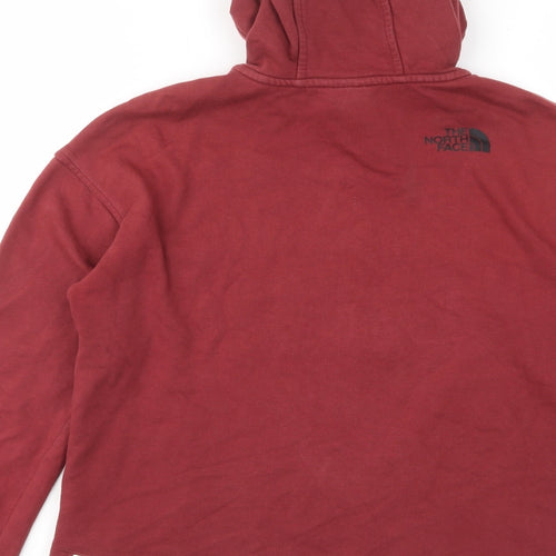 The North Face Womens Red Cotton Pullover Hoodie Size S Zip - 1/2 Zip, Pockets, Logo