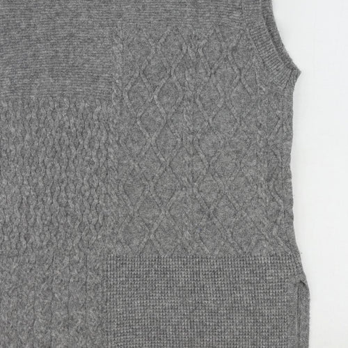 NEXT Womens Grey V-Neck Polyester Pullover Jumper Size L