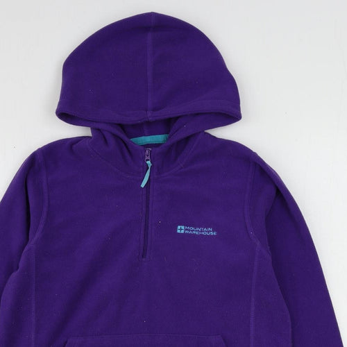 Mountain Warehouse Girls Purple Polyester Pullover Hoodie Size 13 Years Zip - Quarter-Zip