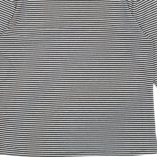 Zara Womens Black High Neck Striped Polyester Pullover Jumper Size L