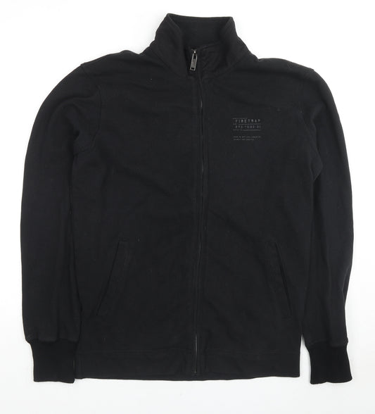 Firetrap Mens Black Cotton Full Zip Sweatshirt Size L - Logo