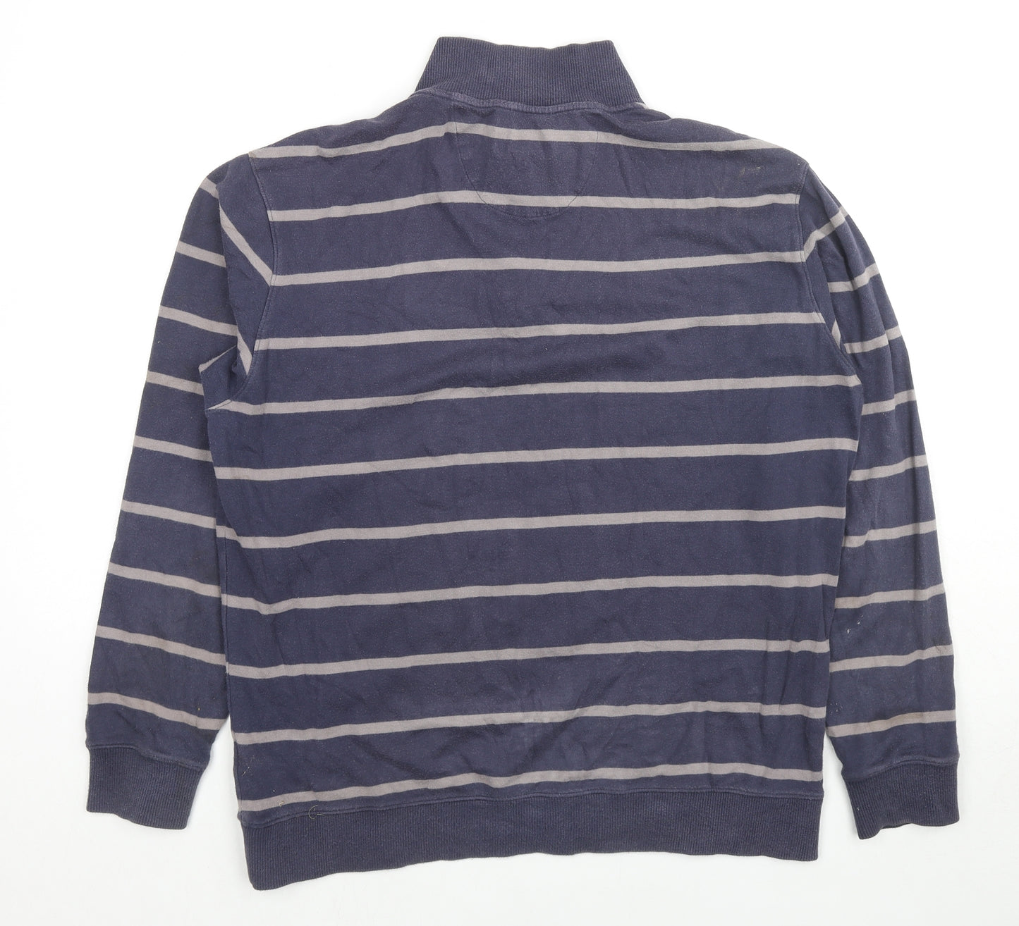 Marks and Spencer Mens Blue Striped Cotton Pullover Sweatshirt Size M