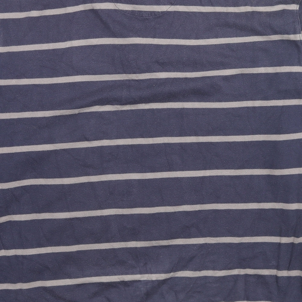 Marks and Spencer Mens Blue Striped Cotton Pullover Sweatshirt Size M