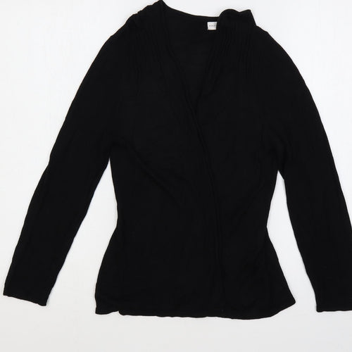 Minuet Womens Black V-Neck Viscose Cardigan Jumper Size L - Open