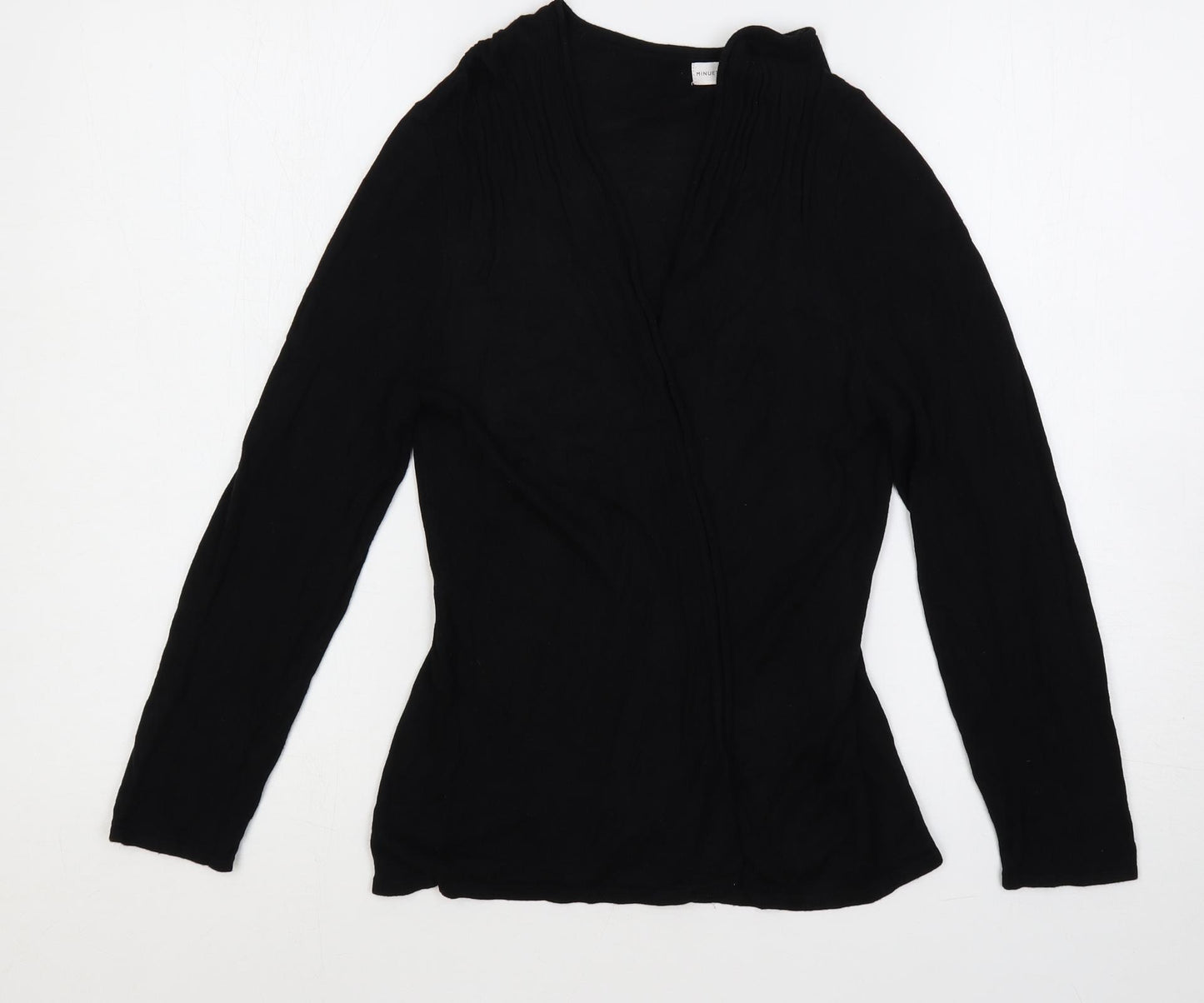 Minuet Womens Black V-Neck Viscose Cardigan Jumper Size L - Open