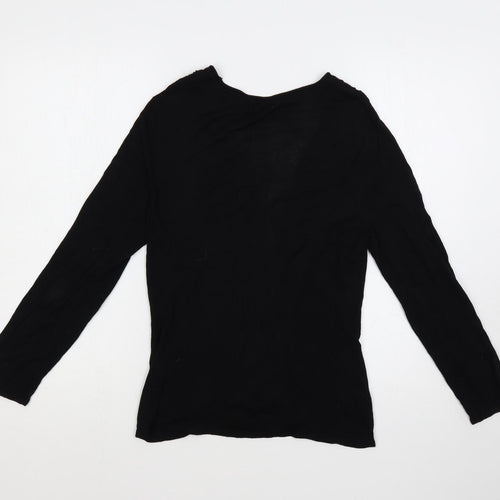 Minuet Womens Black V-Neck Viscose Cardigan Jumper Size L - Open