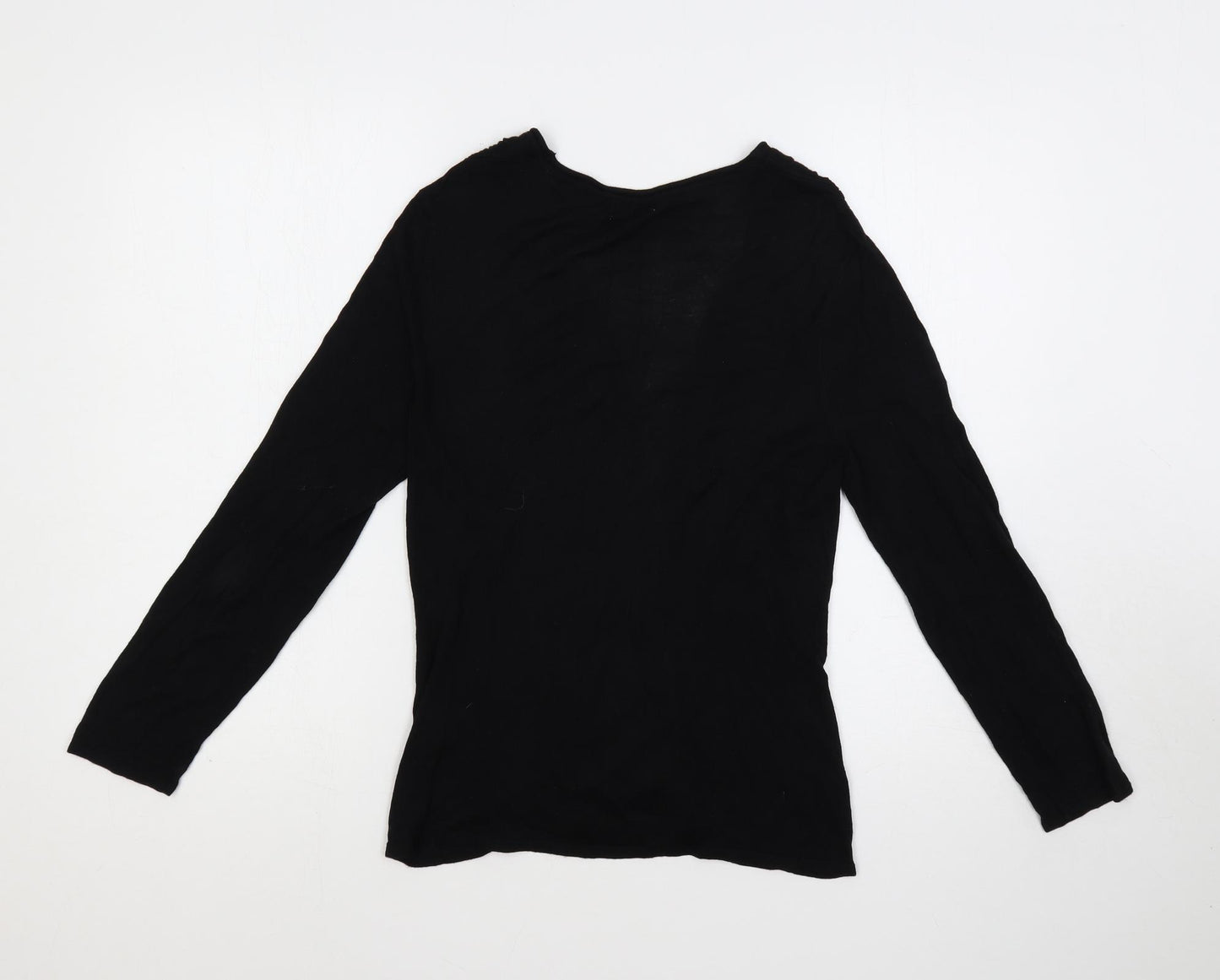 Minuet Womens Black V-Neck Viscose Cardigan Jumper Size L - Open