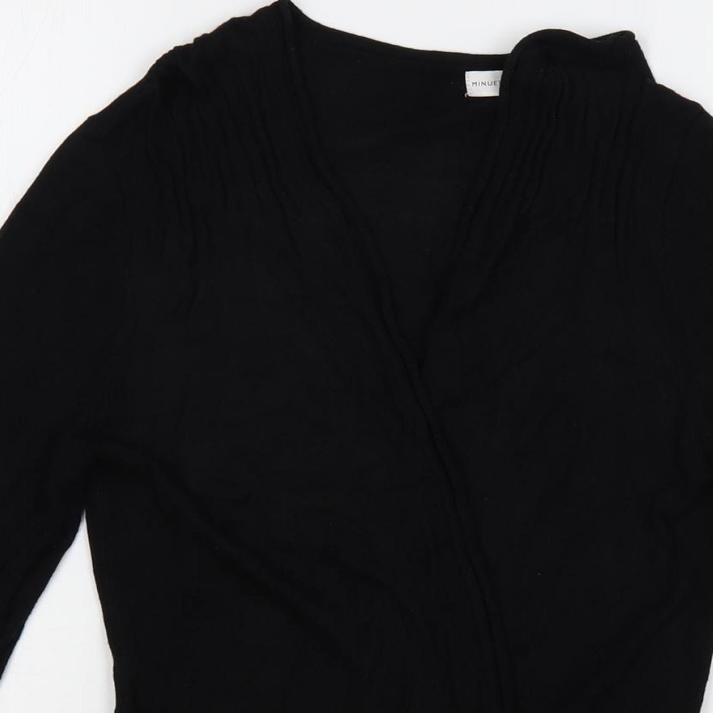 Minuet Womens Black V-Neck Viscose Cardigan Jumper Size L - Open