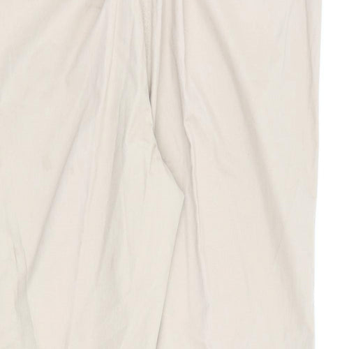 Ralph Lauren Womens Beige Cotton Trousers Size 14 L26 in Regular Zip