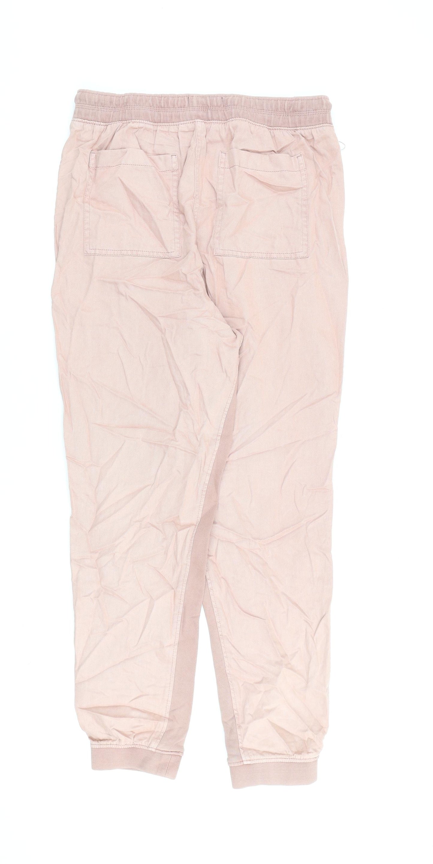 Marks and Spencer Womens Pink Lyocell Cargo Trousers Size 14 L31 in Regular Zip