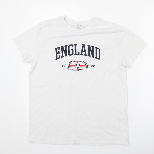 England Womens Ivory Polyester Basic T-Shirt Size S Crew Neck - England Football 2022, Size 10/12