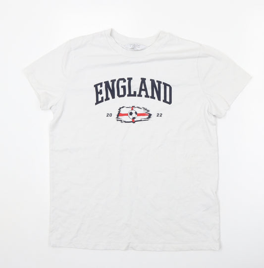England Womens Ivory Polyester Basic T-Shirt Size S Crew Neck - England Football 2022, Size 10/12