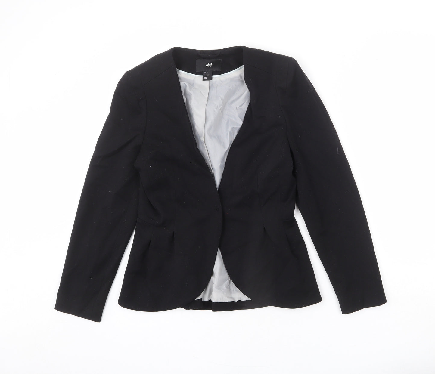 H&M Womens Black Polyester Jacket Blazer Size 12 - Pleated