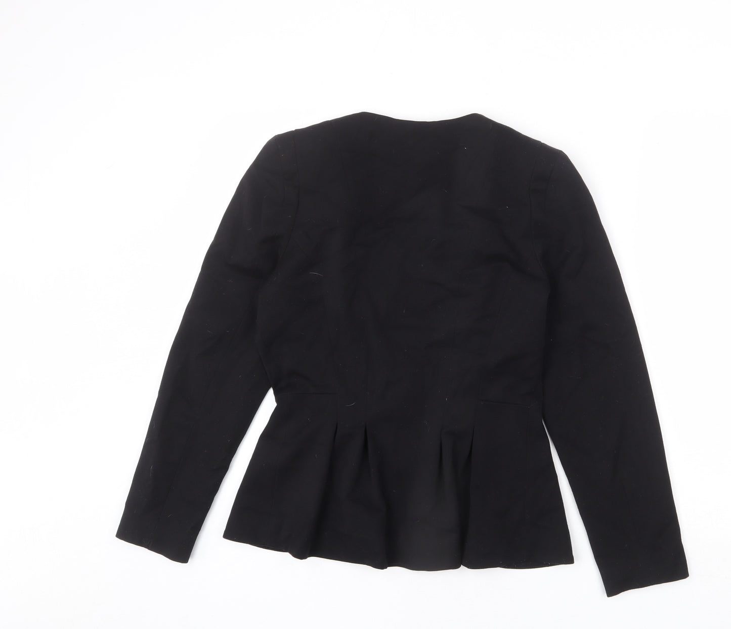 H&M Womens Black Polyester Jacket Blazer Size 12 - Pleated