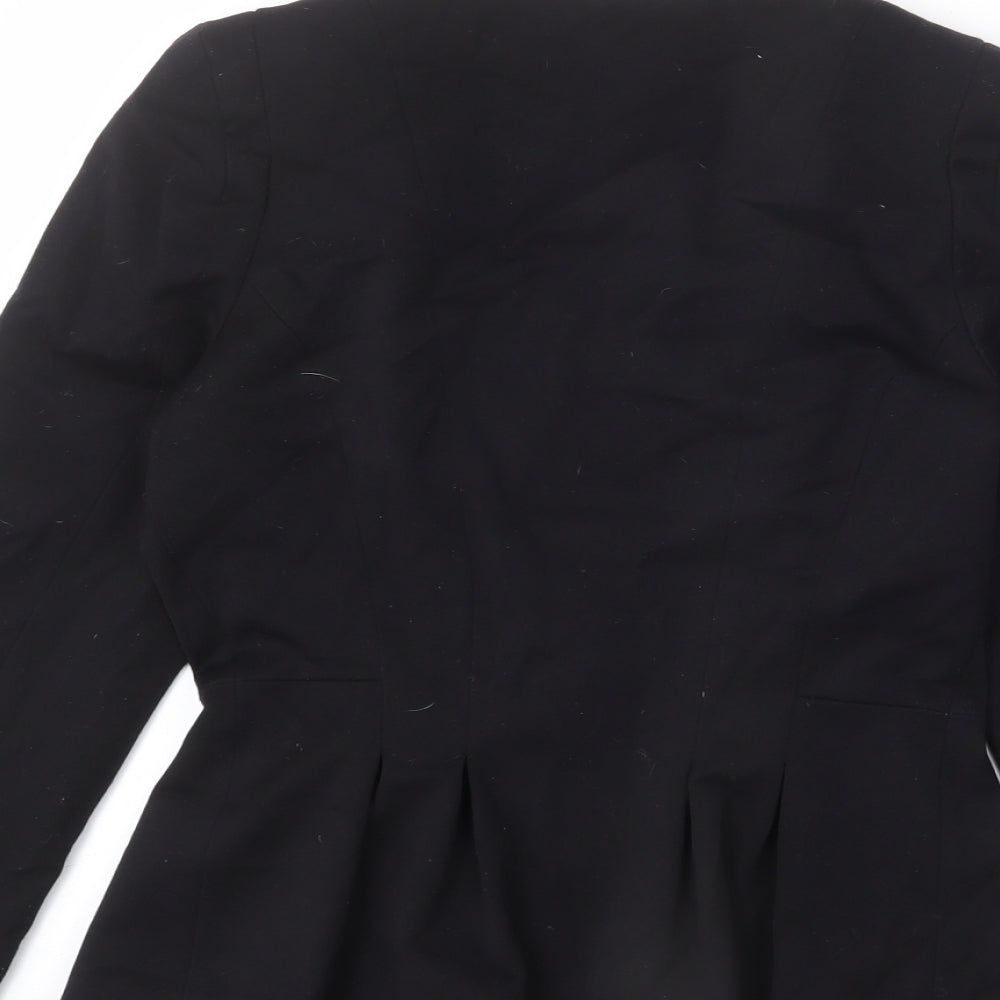 H&M Womens Black Polyester Jacket Blazer Size 12 - Pleated