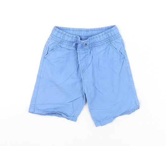 Mothercare Boys Blue Cotton Bermuda Shorts Size 4-5 Years L6 in Regular Drawstring