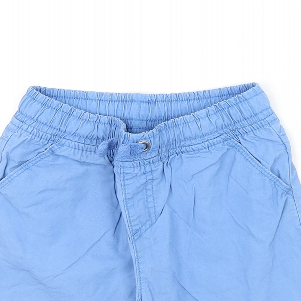 Mothercare Boys Blue Cotton Bermuda Shorts Size 4-5 Years L6 in Regular Drawstring