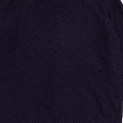 Jumper Womens Purple Collared Cotton Cardigan Jumper Size L