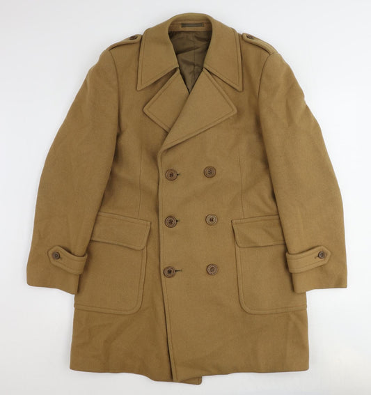 St Michael Mens Brown Pea Coat Coat Size L Button