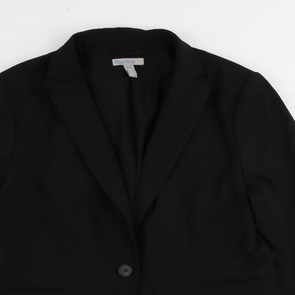 H&M Womens Black Polyester Jacket Blazer Size 12