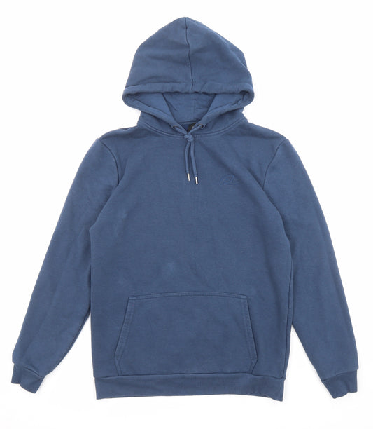 River Island Mens Blue Cotton Pullover Hoodie Size S