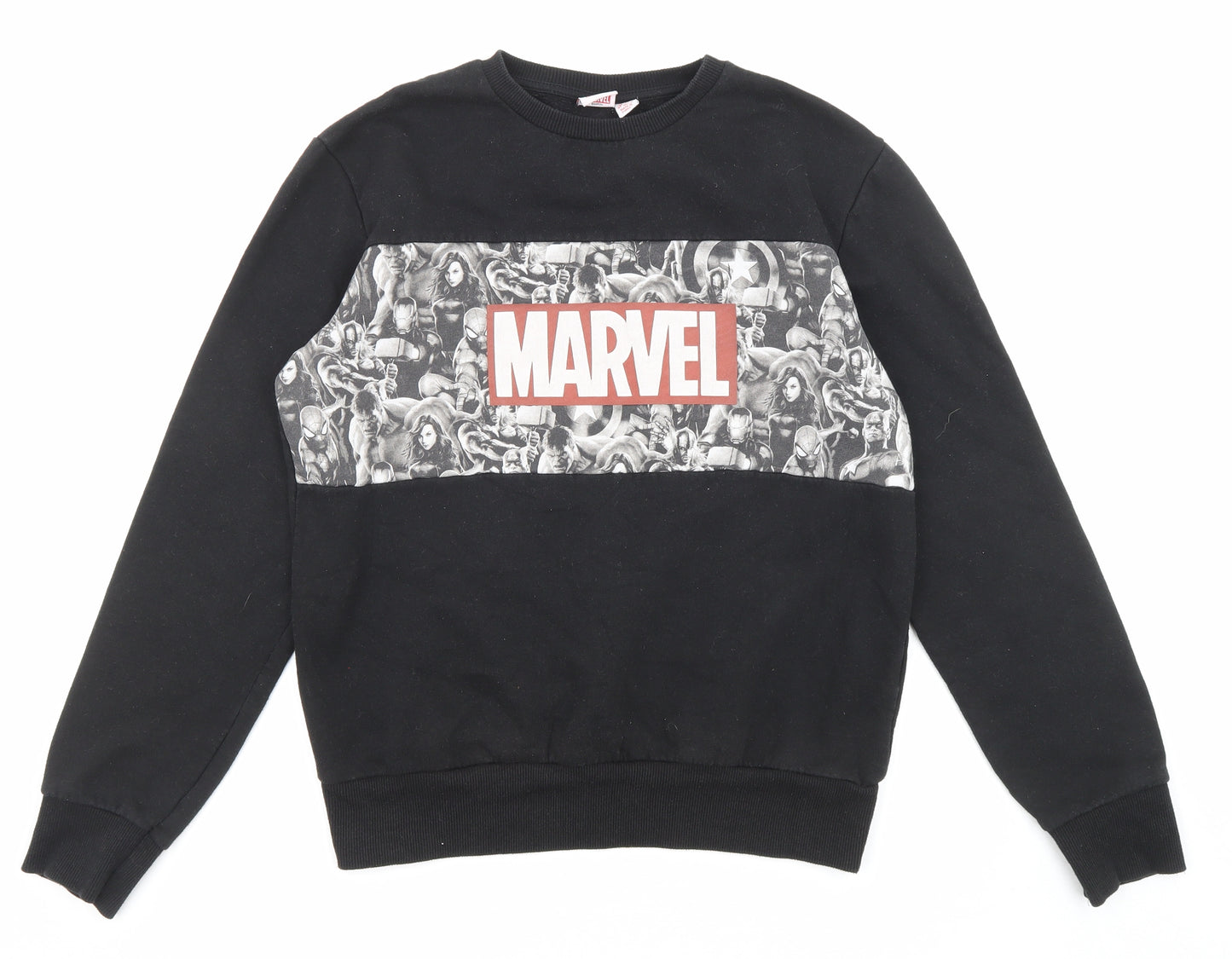 Marvel Mens Black Cotton Pullover Sweatshirt Size M