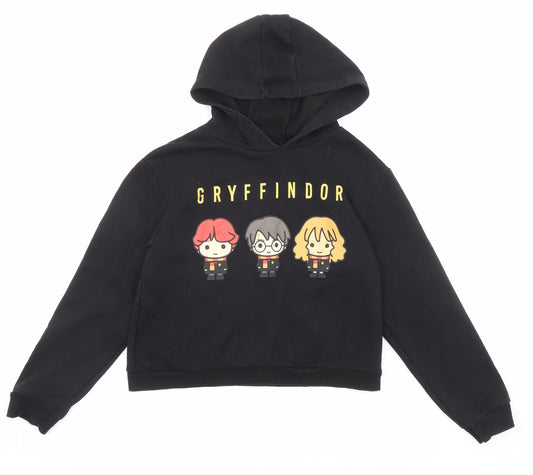 Harry Potter Boys Black Cotton Pullover Hoodie Size 11-12 Years Pullover - Gryffindor