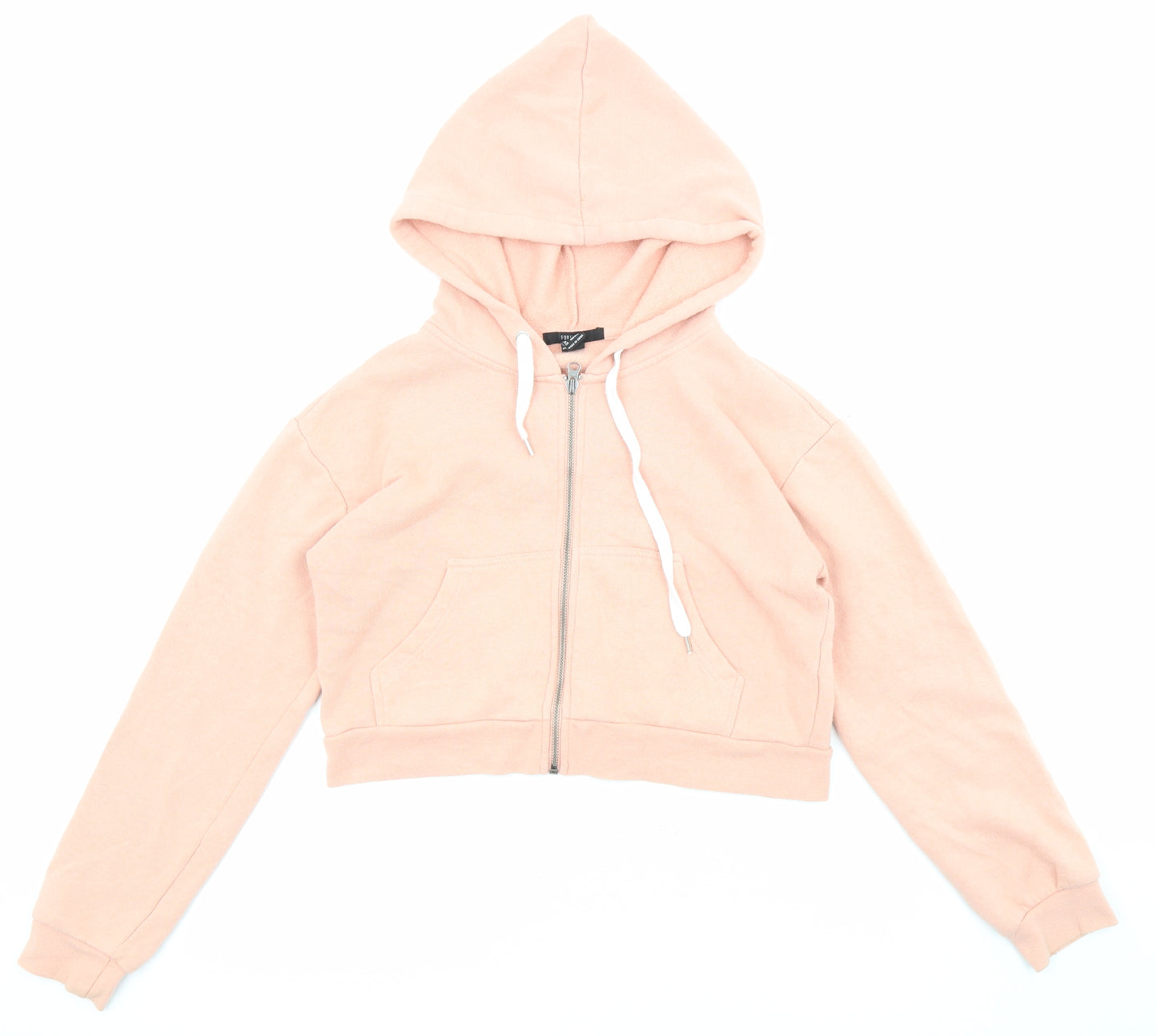 FOREVER 21 Womens Pink Cotton Full Zip Hoodie Size S Zip - Cropped