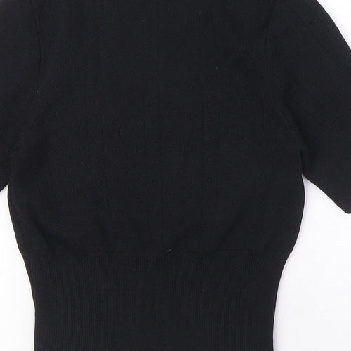 Zara Womens Black Viscose Basic T-Shirt Size S Scoop Neck