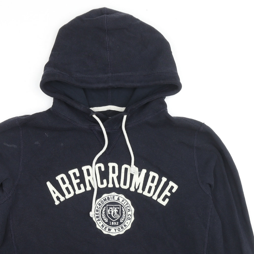 Abercrombie & Fitch Mens Blue Cotton Pullover Hoodie Size S - Logo