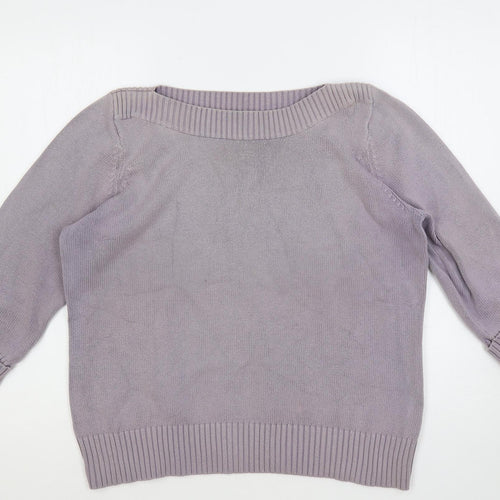 Marks and Spencer Womens Purple Boat Neck Cotton Pullover Jumper Size L