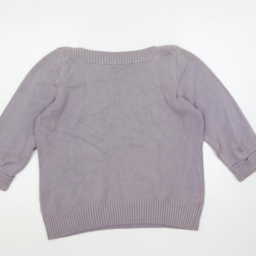 Marks and Spencer Womens Purple Boat Neck Cotton Pullover Jumper Size L