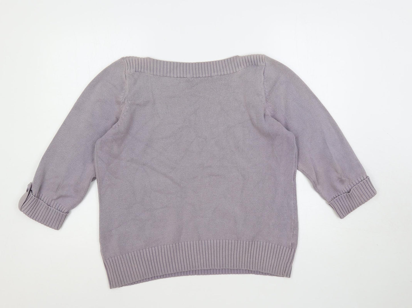 Marks and Spencer Womens Purple Boat Neck Cotton Pullover Jumper Size L