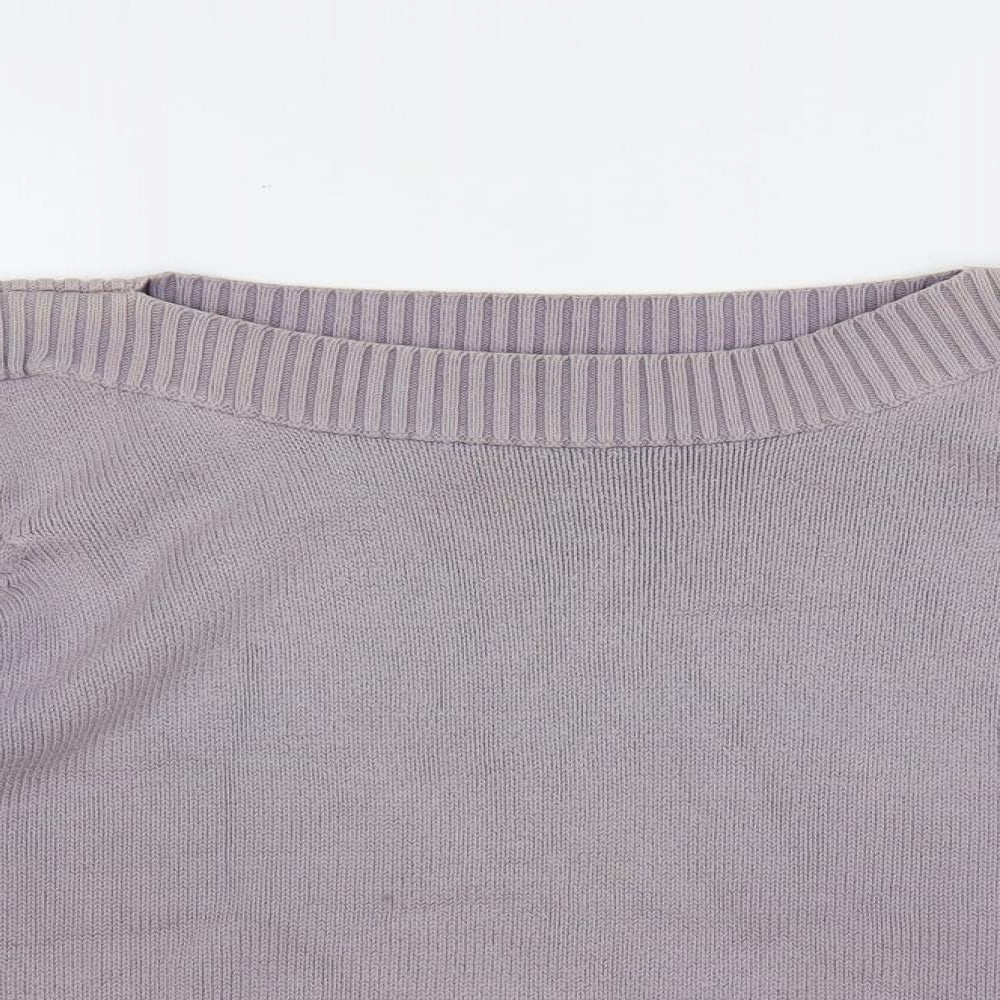 Marks and Spencer Womens Purple Boat Neck Cotton Pullover Jumper Size L