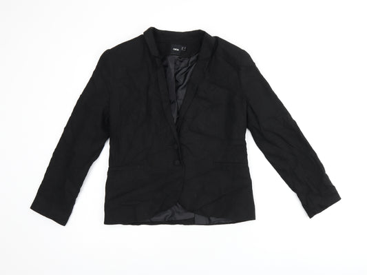 ASOS Womens Black Linen Jacket Blazer Size 10