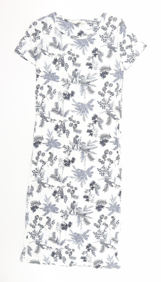 Marks and Spencer Womens White Floral Cotton Top Dress Size 6