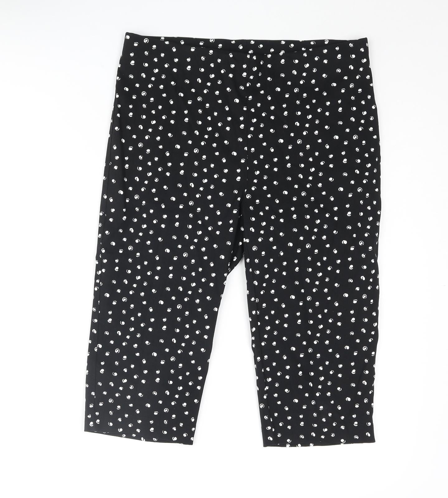 Roman Womens Black Polka Dot Polyester Capri Trousers Size 14 Regular