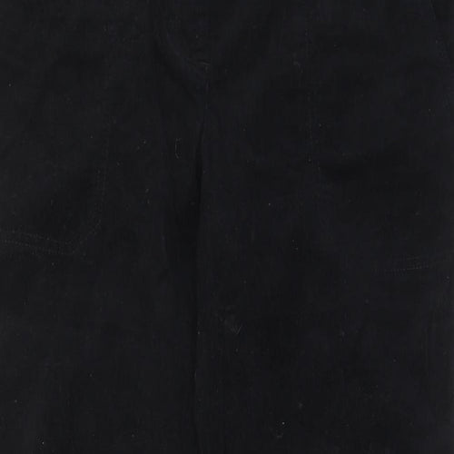 NEXT Womens Black Cotton Trousers Size 14 L29 in Regular Hook & Eye - Pockets, Belt Loops